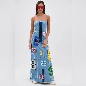 NWT Akira ABC 123 Colorful Number Patch Denim Dress 1X